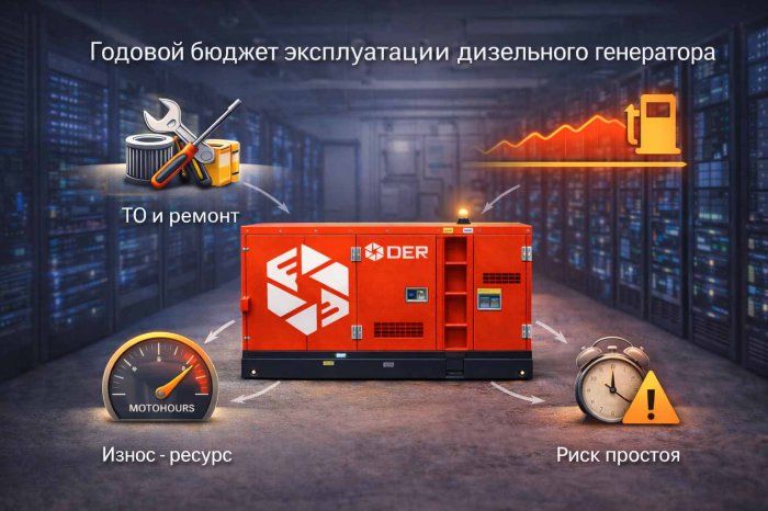 Годовой бюджет эксплуатации дизельного генератора (ТО, ремонты, простои)