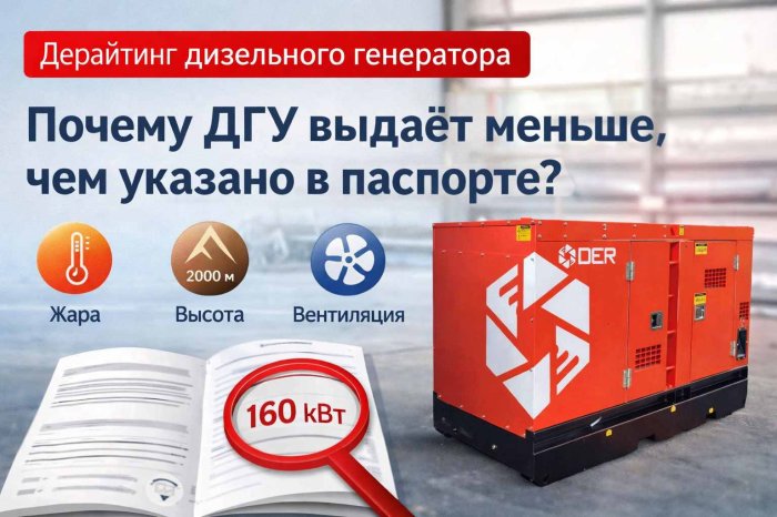 Дерайтинг и паспортная мощность дизельного генератора